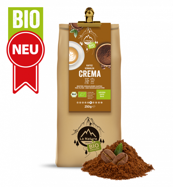 Milder Crema BIO Kaffee gemahlen 250g La Natura Lifestyle