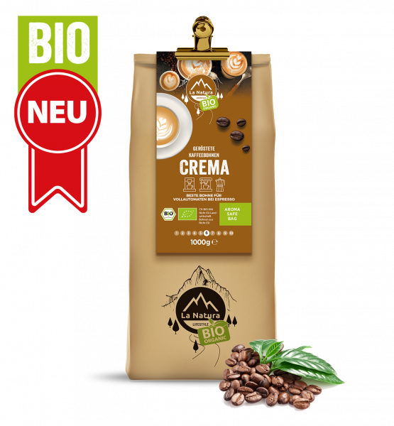Milder Crema BIO Bohne Kaffee 1000g La Natura Lifestyle
